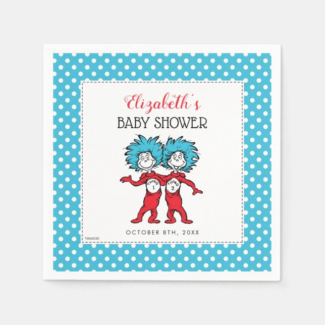 Thing 1 Thing 2 | Twins Baby Shower Napkin (Front)