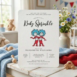 Thing One Thing Two   Blue Twins Baby Sprinkle Invitation