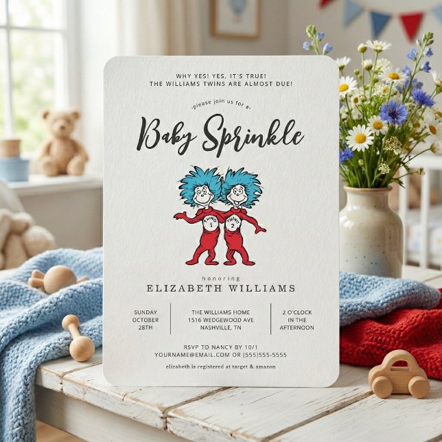 Thing One Thing Two | Blue Twins Baby Sprinkle Invitation (Creator Uploaded)