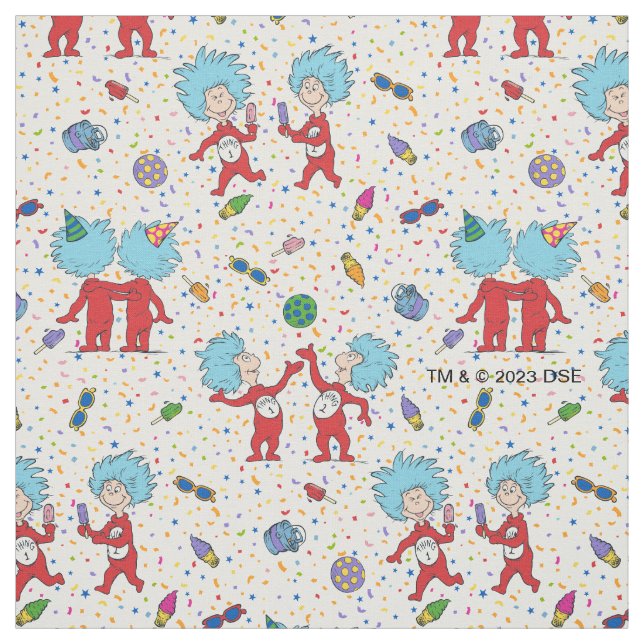 Thing One Thing Two Celebration Pattern Fabric (Swatch)