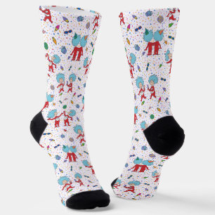 Thing One Thing Two Celebration Pattern Socks