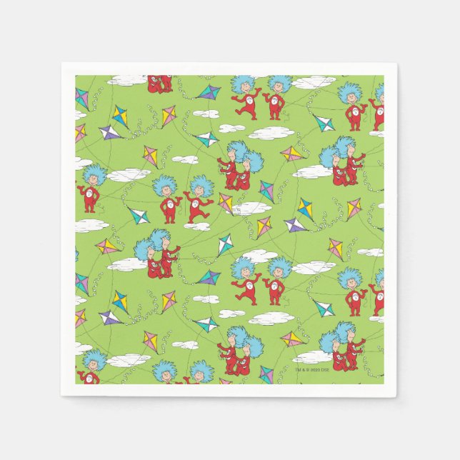 Thing One Thing Two Flying Kite Things Pattern Napkin (Front)