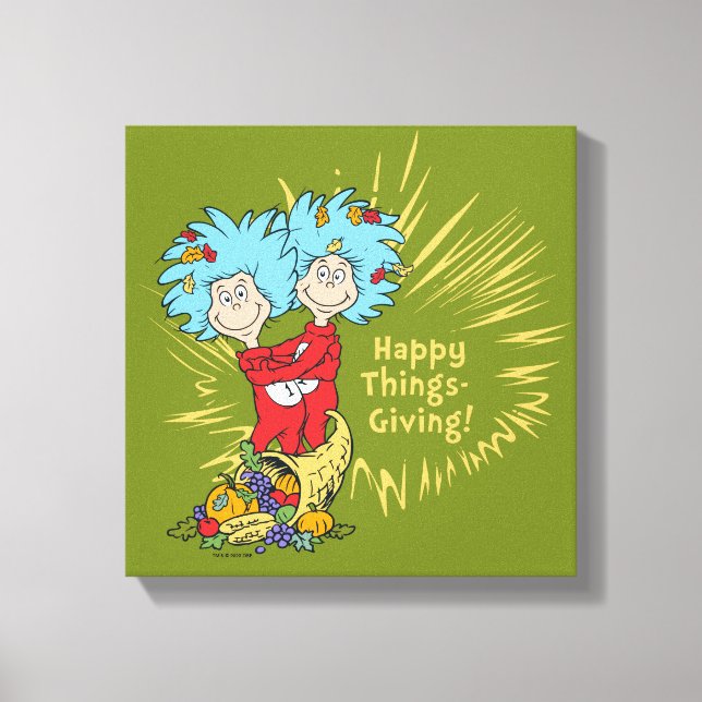 Thing One Thing Two Happy Things-Giving! Canvas Print (Front)