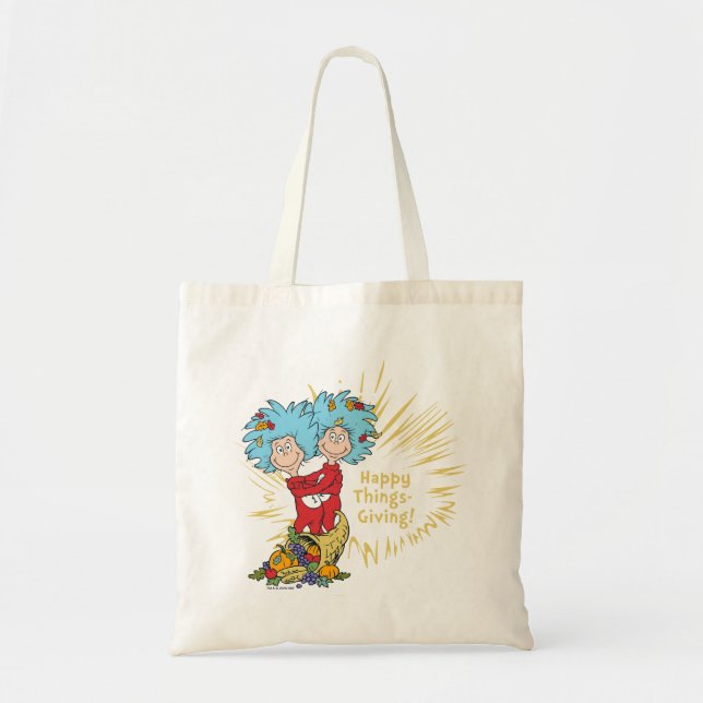 Thing One Thing Two Happy Things-Giving! Tote Bag (Front)