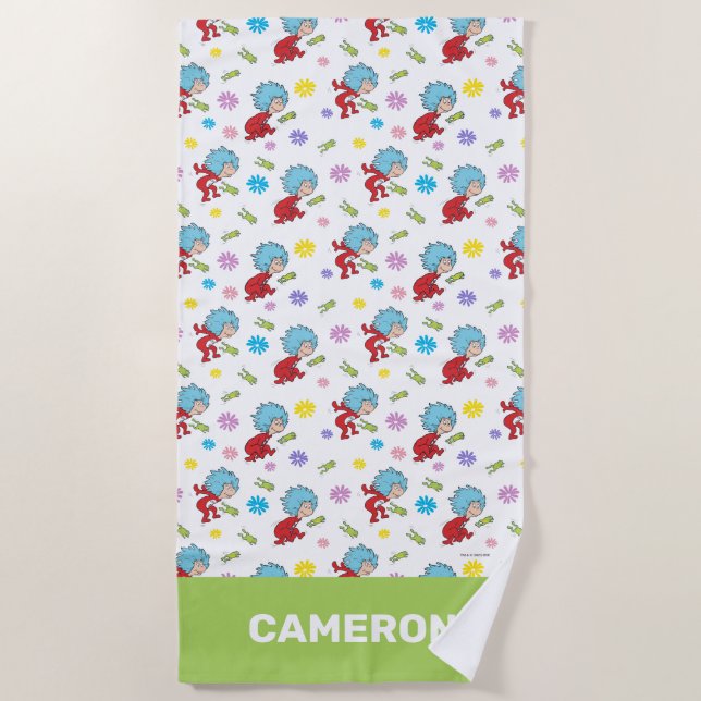 Thing One Thing Two Hoppy Frog Things Pattern Beach Towel (Front)