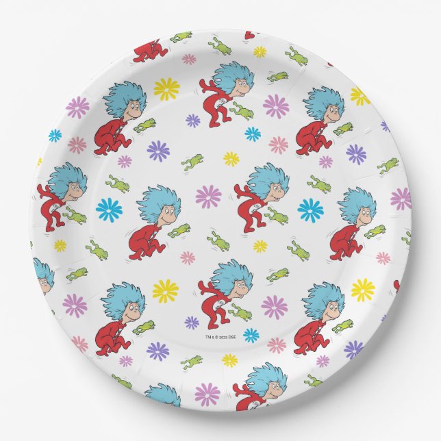 Thing One Thing Two Hoppy Frog Things Pattern Paper Plate (Front)