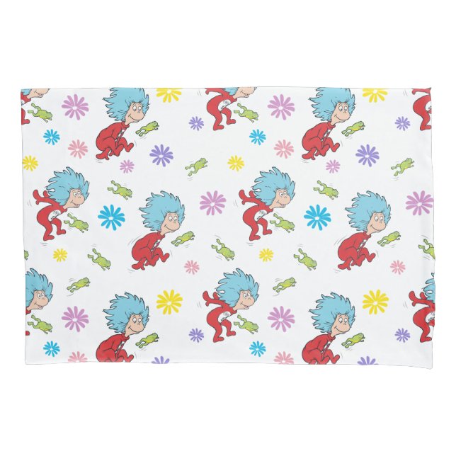 Thing One Thing Two Hoppy Frog Things Pattern Pillowcase (Front)