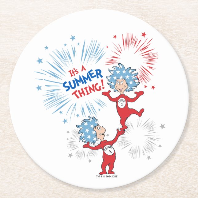 Thing One Thing Two It's A Summer Thing Round Paper Coaster (Front)