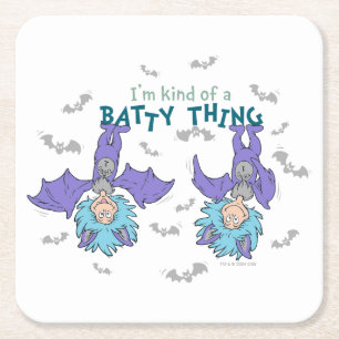 Thing One Thing Two Kind of a Batty Thing Square Paper Coaster