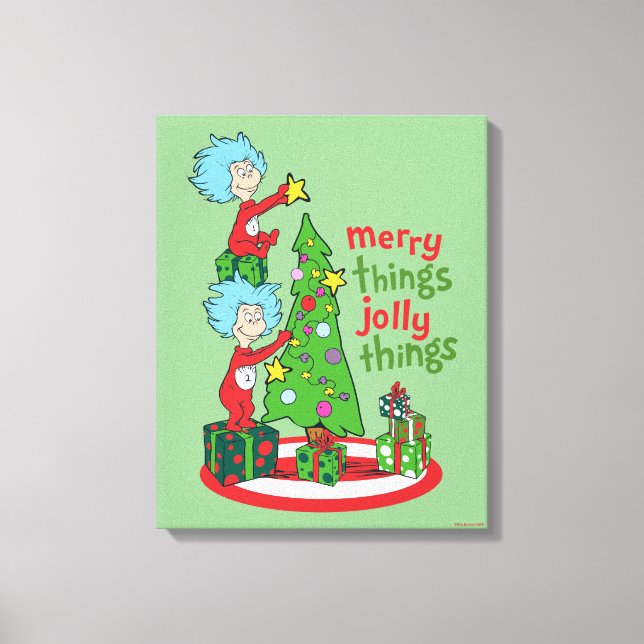 Thing One Thing Two Merry Things Jolly Things Canvas Print (Front)