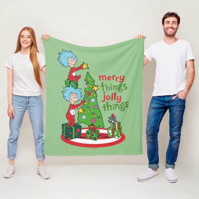 Thing One Thing Two Merry Things Jolly Things Fleece Blanket (In Situ)