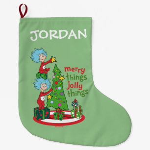 Thing One Thing Two Merry Things Jolly Things Large Christmas Stocking