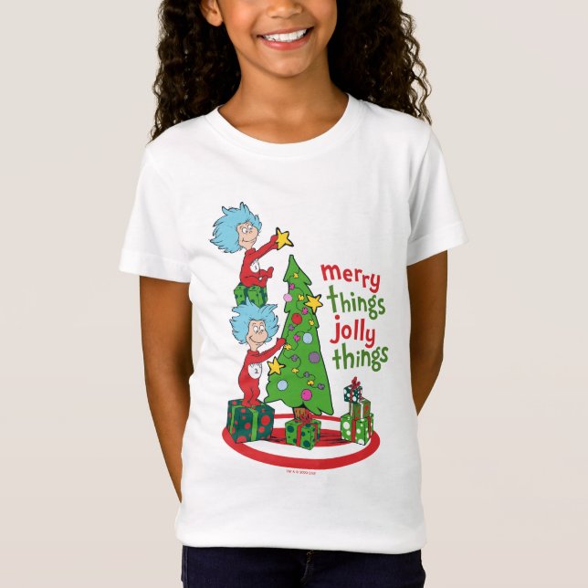 Thing One Thing Two Merry Things Jolly Things T-Shirt (Front)