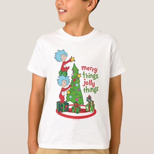 Thing One Thing Two Merry Things Jolly Things T-Shirt (Front)