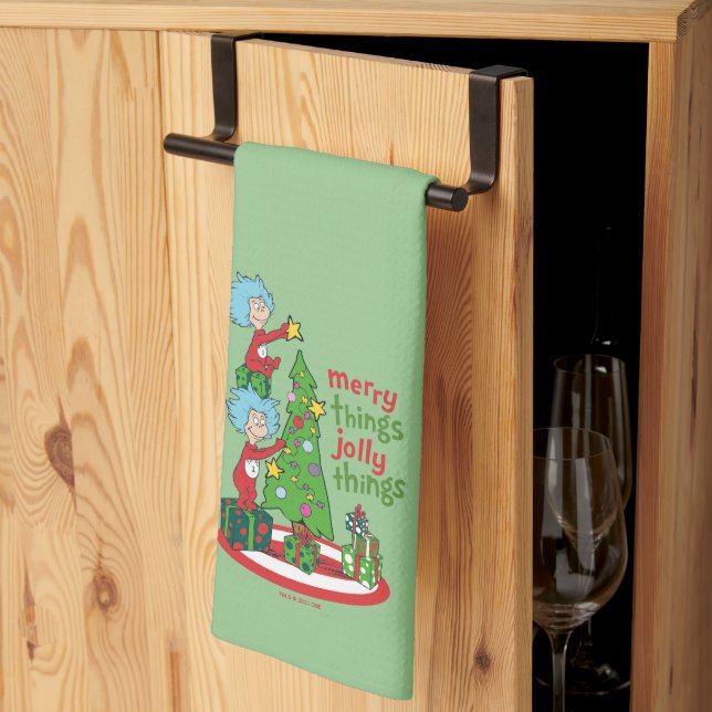 Thing One Thing Two Merry Things Jolly Things Tea Towel (Thirds Fold)