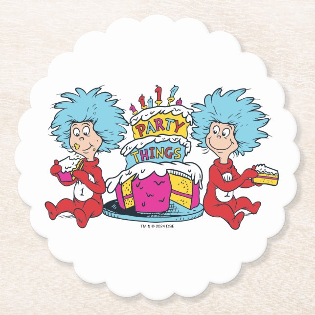 Thing One Thing Two Party Things Paper Coaster (Front)