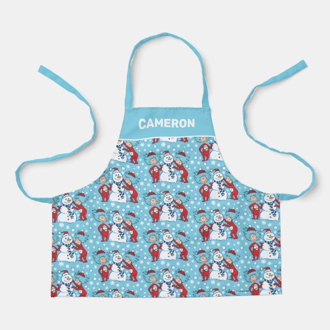 Thing One Thing Two Snowman Pattern Apron (Front)