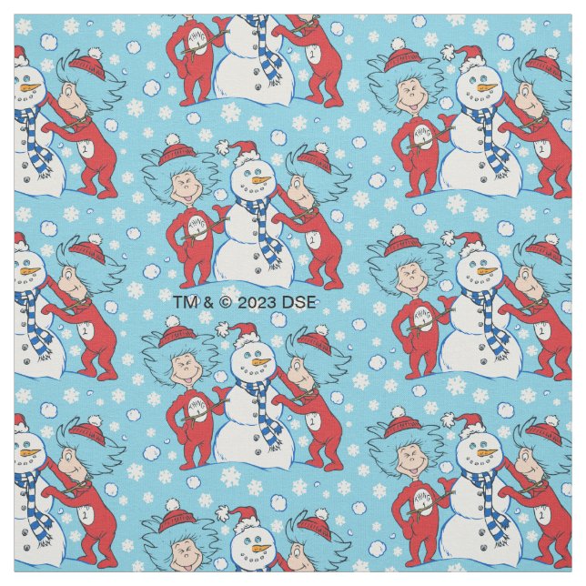 Thing One Thing Two Snowman Pattern Fabric (Swatch)