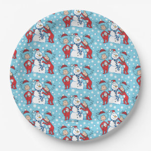 Thing One Thing Two Snowman Pattern Paper Plate