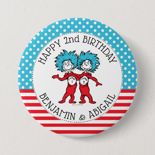 Thing One Thing Two Twins Birthday 7.5 Cm Round Badge