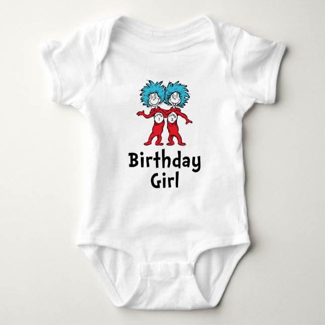 Thing One Thing Two Twins Birthday | Birthday Girl Baby Bodysuit (Front)
