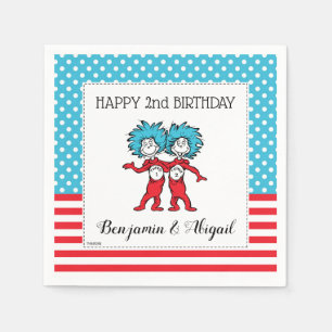 Thing One Thing Two   Twins Birthday Napkin