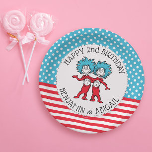 Thing One Thing Two Twins Birthday Paper Plate