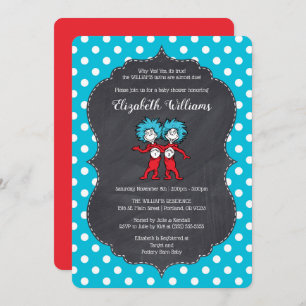 Thing One Thing Two   Twins Chalkboard Baby Shower Invitation