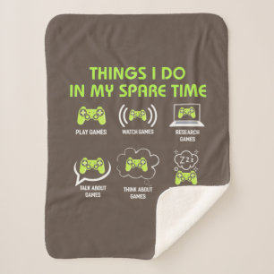 Things Gamer Do In Spare Time Sherpa Blanket