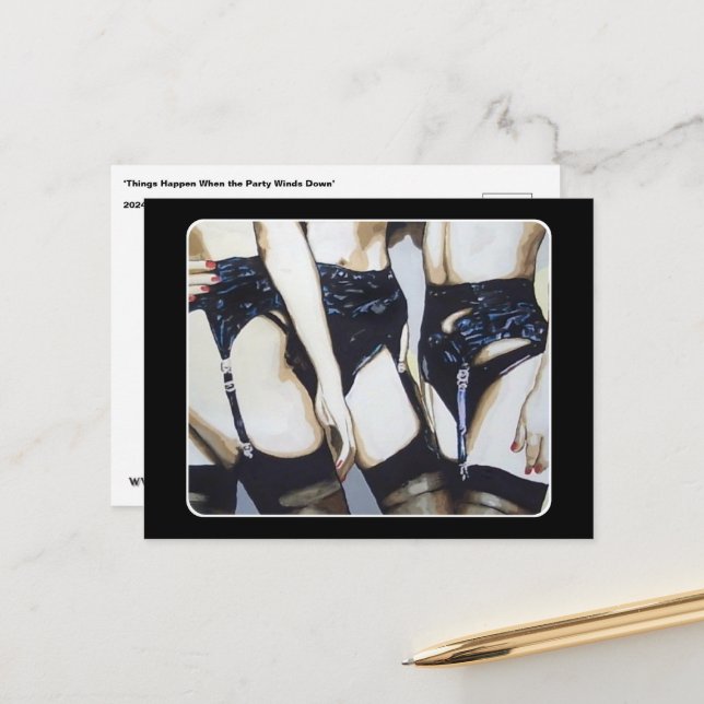 'Things Happen' Painting on a Postcard (Front/Back In Situ)