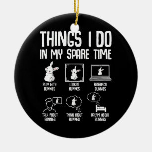 Things I Do In My Spare Time Bunny Rabbit Ceramic Tree Decoration
