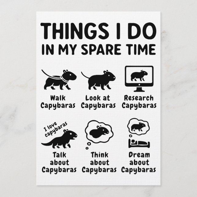 Things I Do In My Spare Time Capybara Funny Pet Invitation (Front)