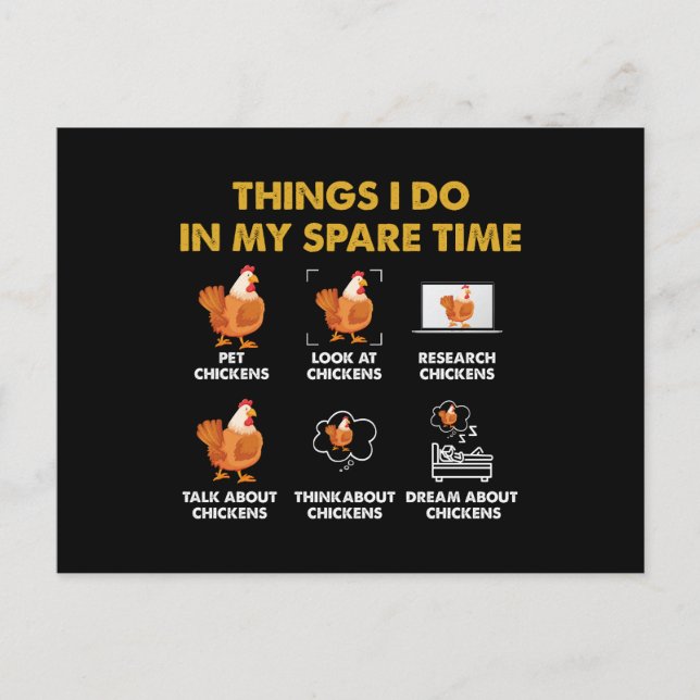 Things I Do In My Spare Time Chicken Funny Postcard (Front)