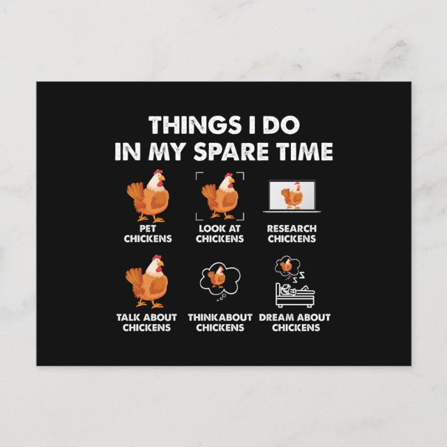 Things I Do In My Spare Time Chicken Funny Postcard (Front)