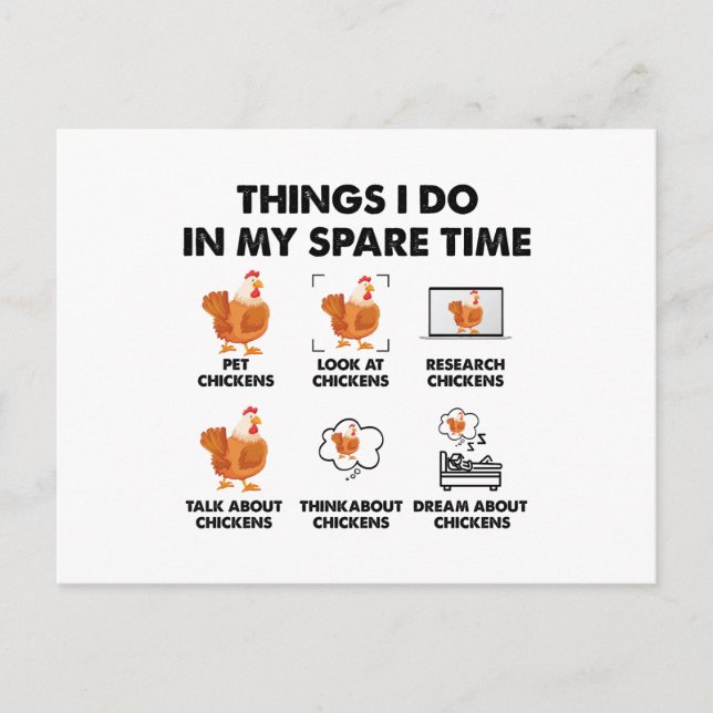 Things I Do In My Spare Time Chicken Funny Postcard (Front)