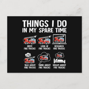 Things I Do In My Spare Time Fire Trucks Firefight Holiday Postcard