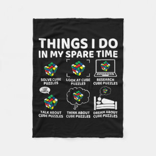 Things I Do In My Spare Time Funny Cube Puzzle Spe Fleece Blanket
