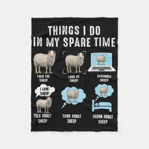 Things I Do In My Spare Time Sheeps Funny Sheep  Fleece Blanket