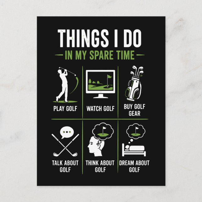 Things I Do Spare Time Talk Think Golf Postcard (Front)