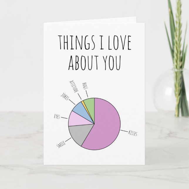 Things I Love About You Fill in the blank pie char Holiday Card (Front)
