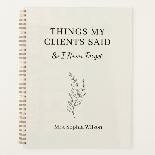 Things My Clients Said Funny Therapis Personalised Planner (Front)