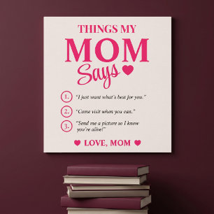 Things My Mum Says Custom Mother's Gift Keepsake Poster