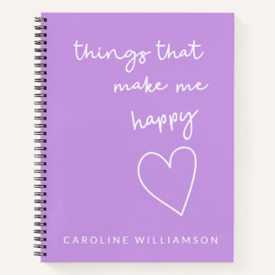 Things That Make Me Happy Purple Name Gratitude Notebook
