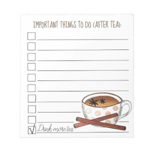 Things To Do After Tea Indian Chai Latte Checklist Notepad