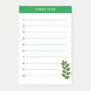 Things To Do & Green Leaves Post-it Notes
