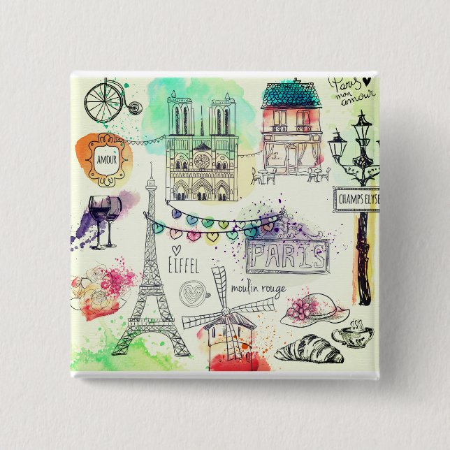 Things to do in Paris 15 Cm Square Badge (Front)