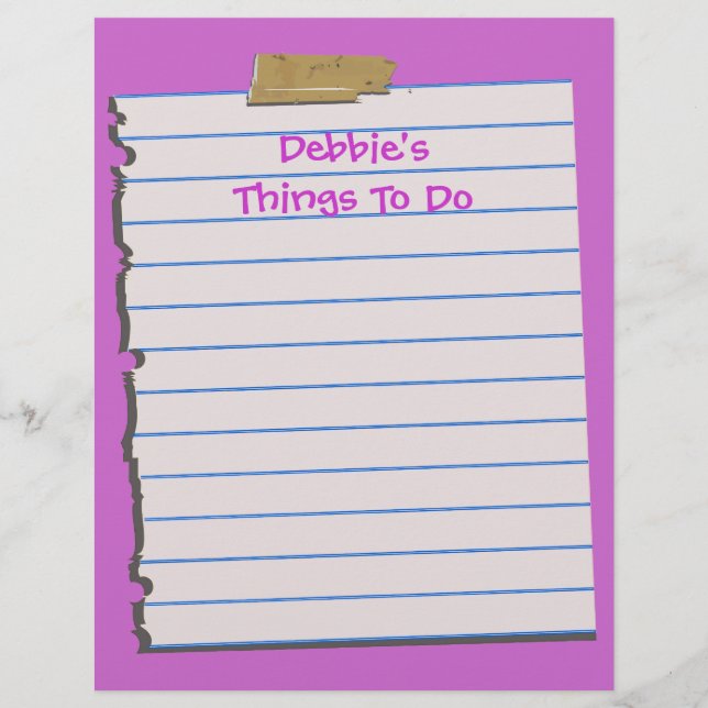 Thing's To Do Letterhead Stationery (Front)