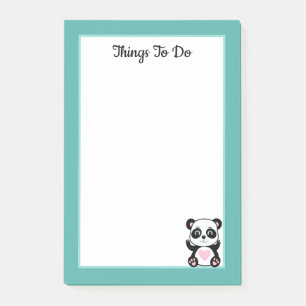 Things To Do Panda Bear on Teal and White Post-it Notes