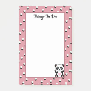 Things To Do Panda Bear & Polka Dots on Rose Gold Post-it Notes