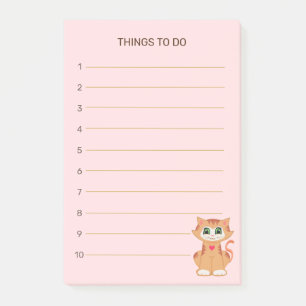 Things To Do & Tabby Kitty Cat Post-it Notes